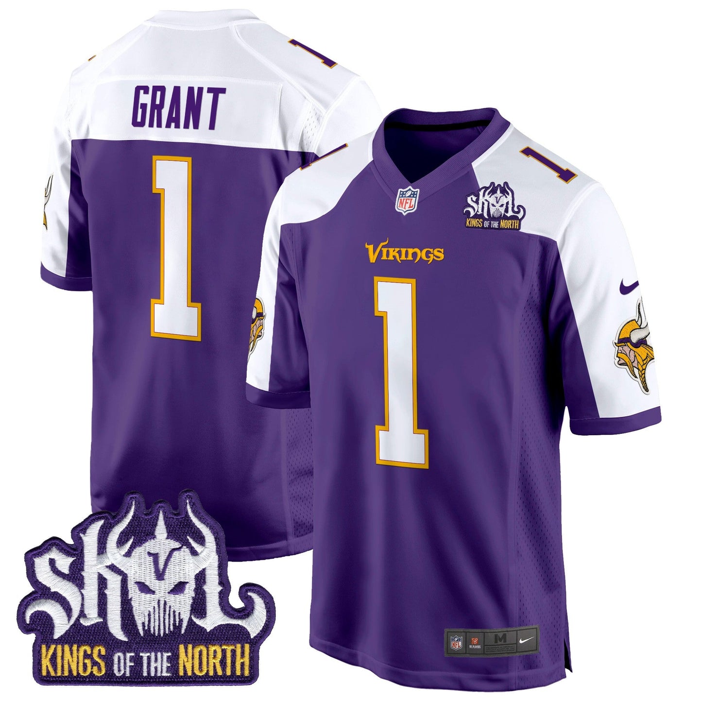 Men's Minnesota Vikings King Of The North Patch Throwback Game Jersey - All Stitched