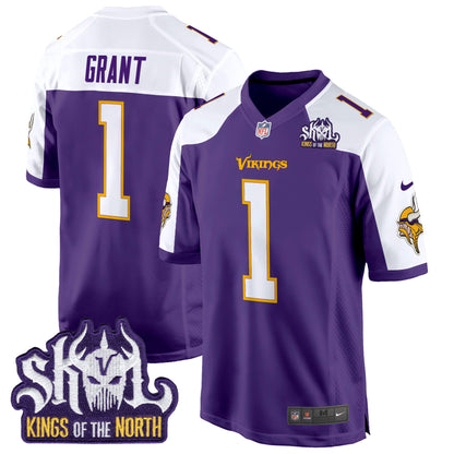 Men's Minnesota Vikings King Of The North Patch Throwback Game Jersey - All Stitched