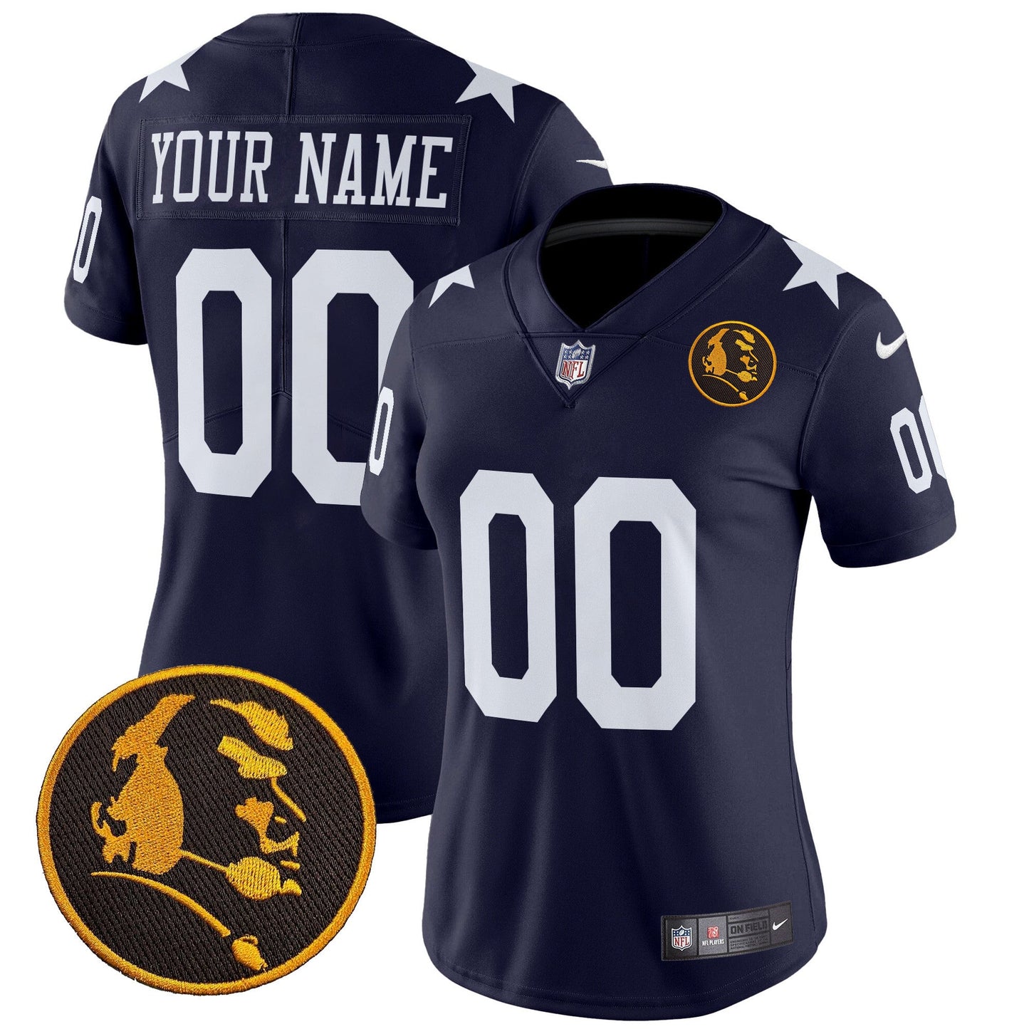 Cowboys Texas & John Madden Patch Vapor Limited Custom Jersey V2 - All Stitched