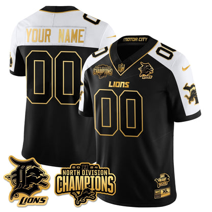 Custom Gender/Name DET 2024 NFC North Champions Gold Jersey N2 - All Stitched