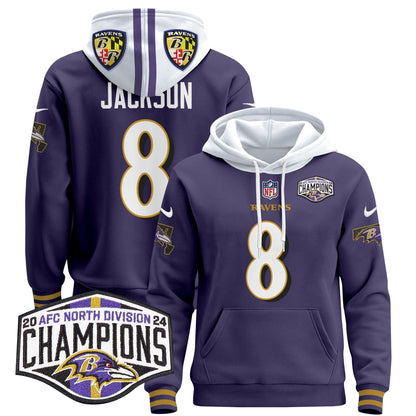 BAL 2024 AFC North Division Champions Patch Pullover Hoodie V2 - All Stitched