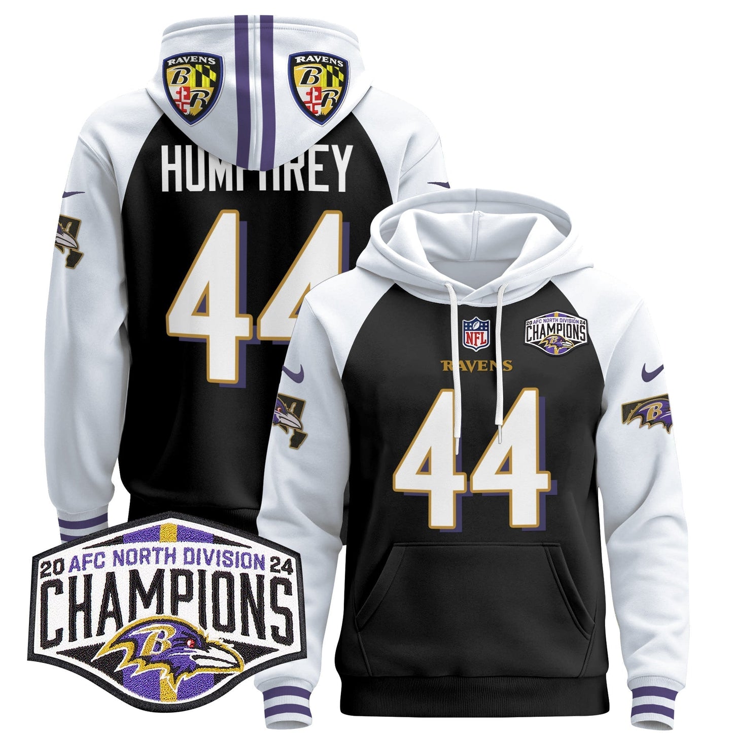 BAL 2024 AFC North Division Champions Patch Pullover Hoodie V2 - All Stitched