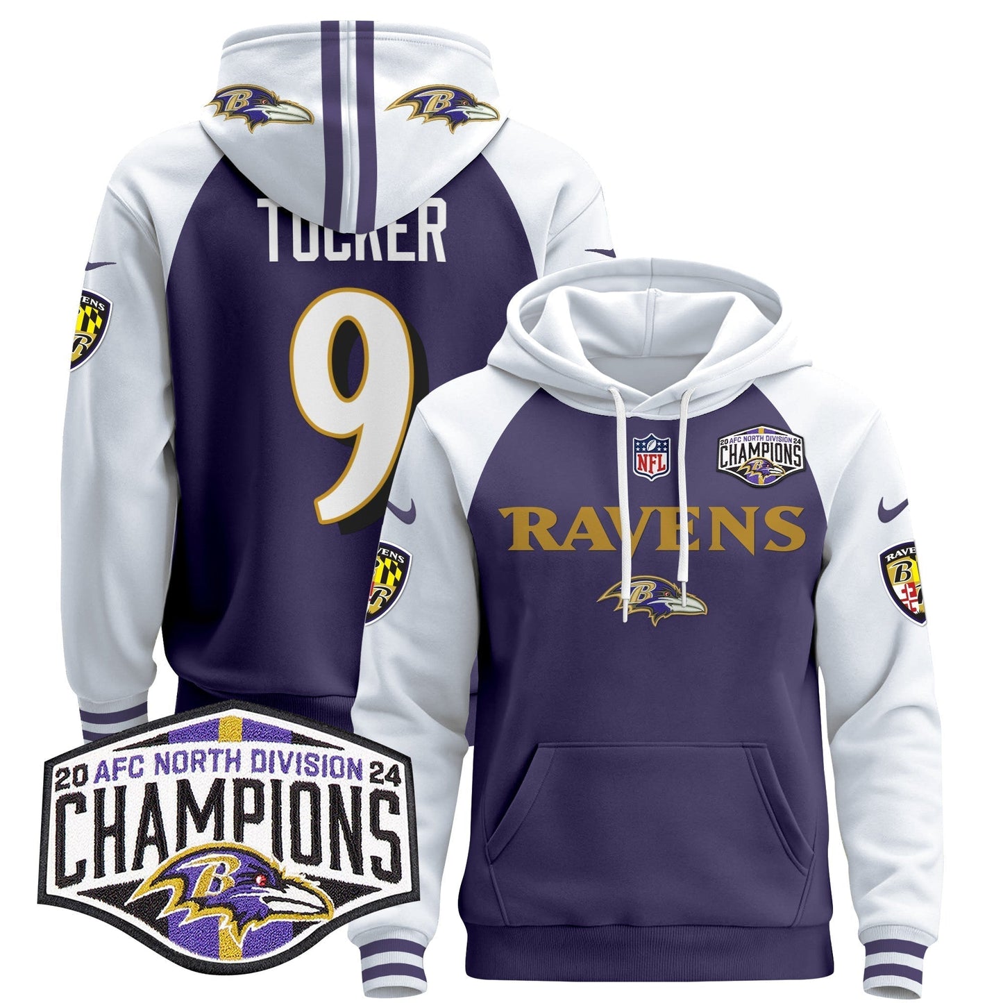 BAL 2024 AFC North Division Champions Patch Pullover Hoodie - All Stitched
