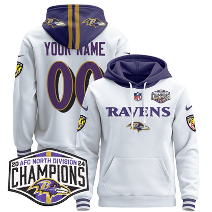 BAL 2024 AFC North Division Champions Patch Custom Pullover Hoodie - All Stitched
