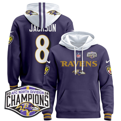 BAL 2024 AFC North Division Champions Patch Pullover Hoodie - All Stitched