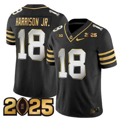 Men's Ohio State Buckeyes 'Heritage Stripe' CFP Final Patch Gold Vapor Limited Jersey - All Stitched