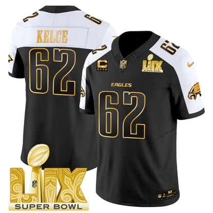 PHI Super Bowl LIX Patch Gold Vapor Limited Jersey - All Stitched