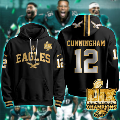 PHI Super Bowl LIX Champions Gold Hoodie N2R - All Stitched