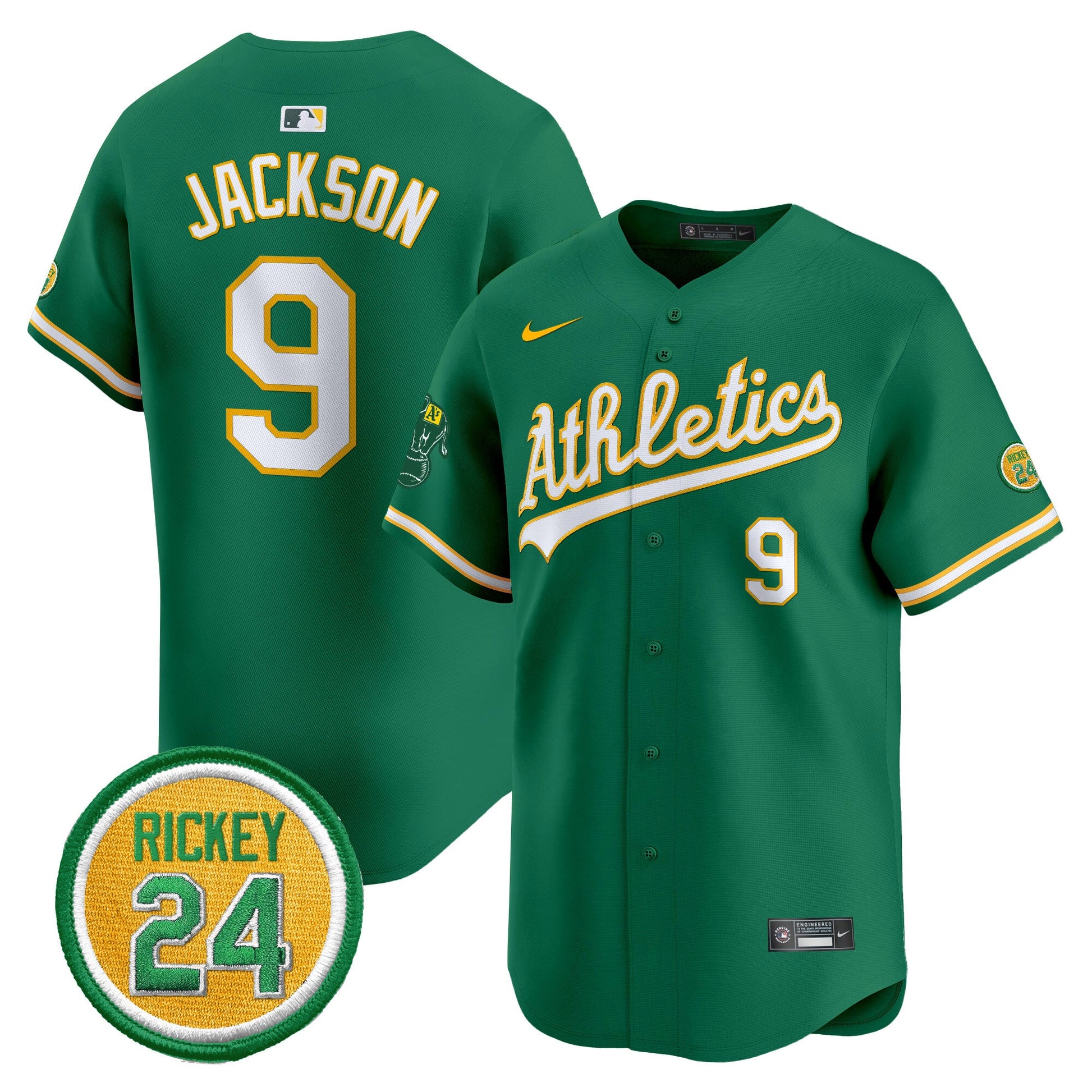 Men's Oakland Athletics Rickey Henderson Patch Vapor Premier Limited Jersey - All Stitched