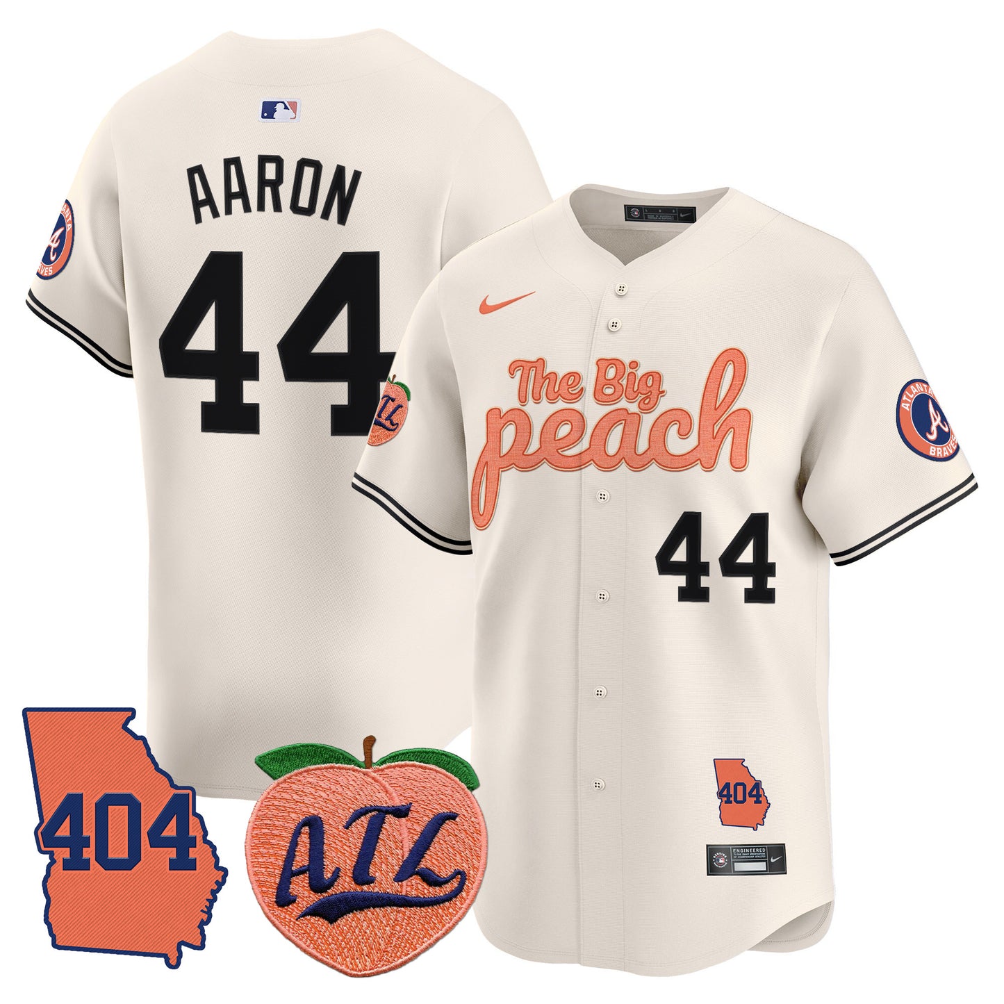 Men's Atlanta Braves 404 & The Big Peach Vapor Premier Limited Jersey - All Stitched