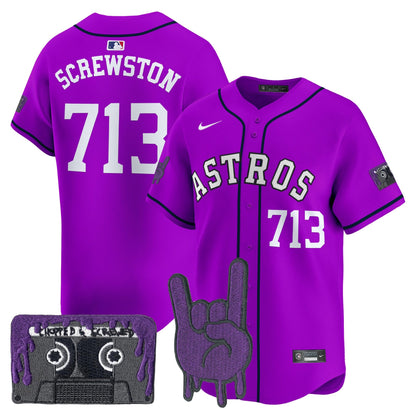 Houston Astros DJ Screw Patch Vapor Premier Limited Jersey - All Stitched