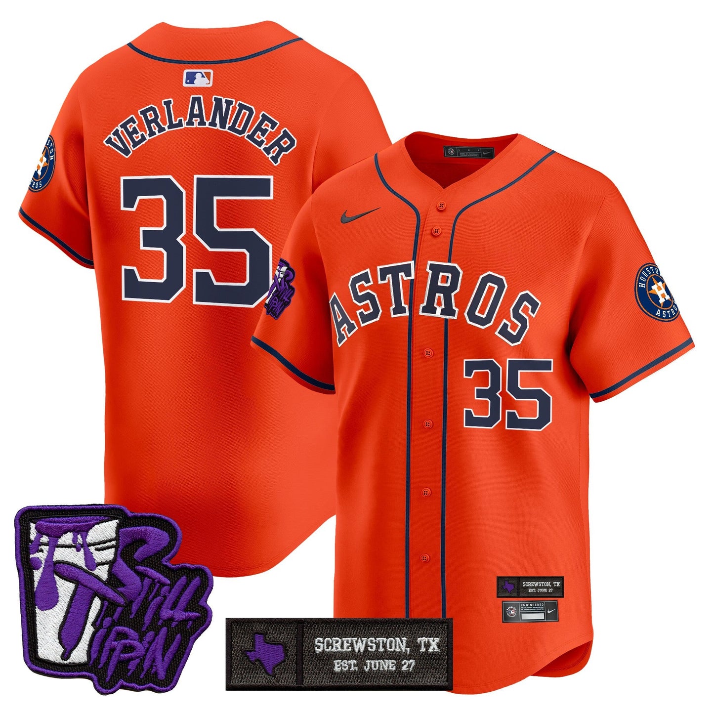 Men's Houston Astros DJ Screw Still Tippin Purple Patch Vapor Premier Limited Jersey - All Stitched