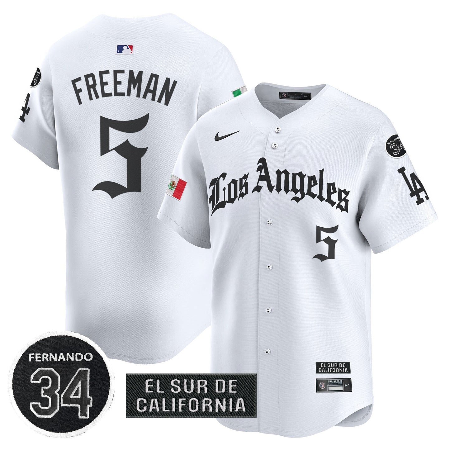 Men's Dodgers Mexico 2025 LA Gothic Style Patch Vapor Premier Limited Jersey - All Stitched