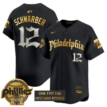 Men's Phillies 'Retro Newspaper Edition' Gold Vapor Premier Limited Jersey - All Stitched
