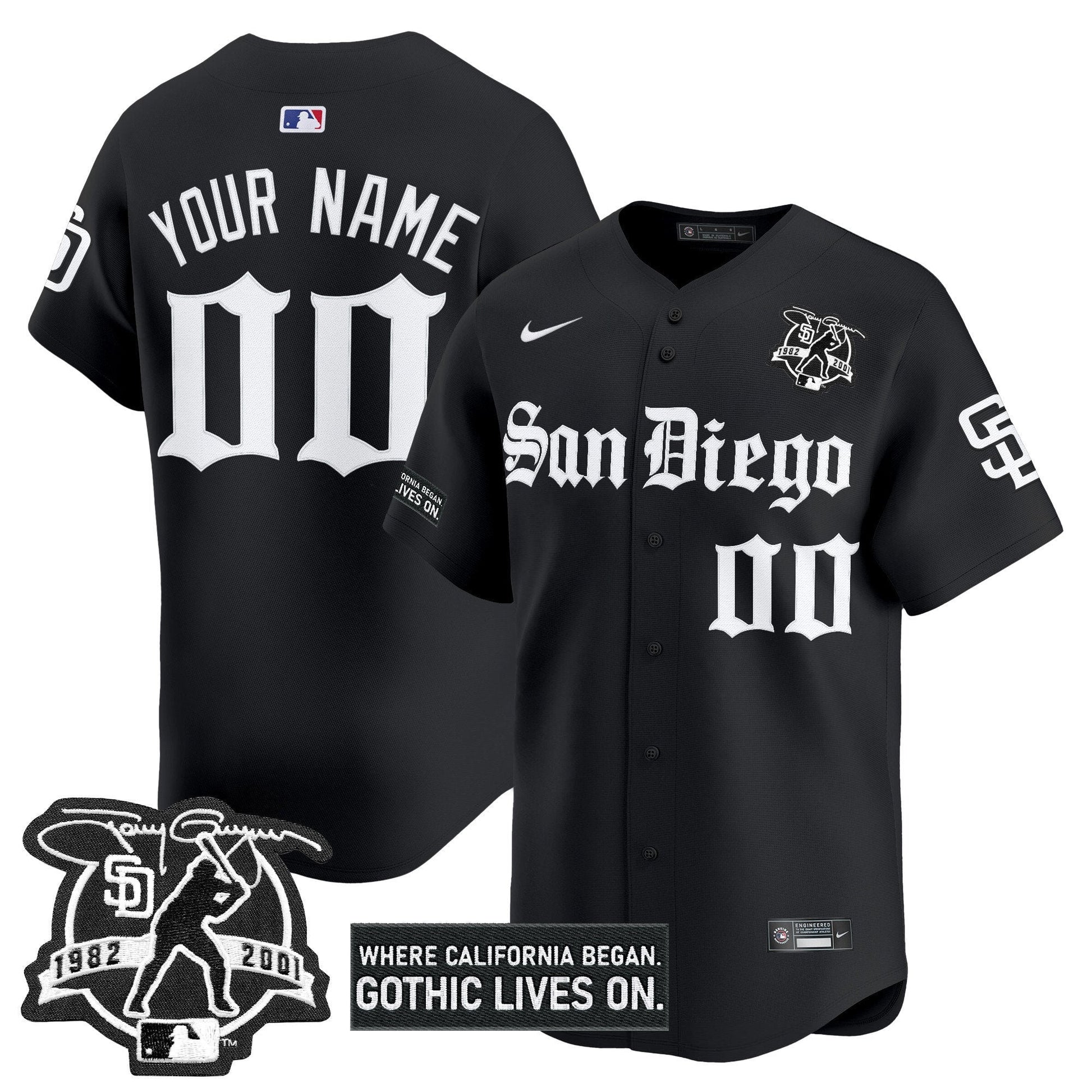 San Diego Padres 'Gothic Edition' Vapor Premier Limited Custom Jersey - All Stitched
