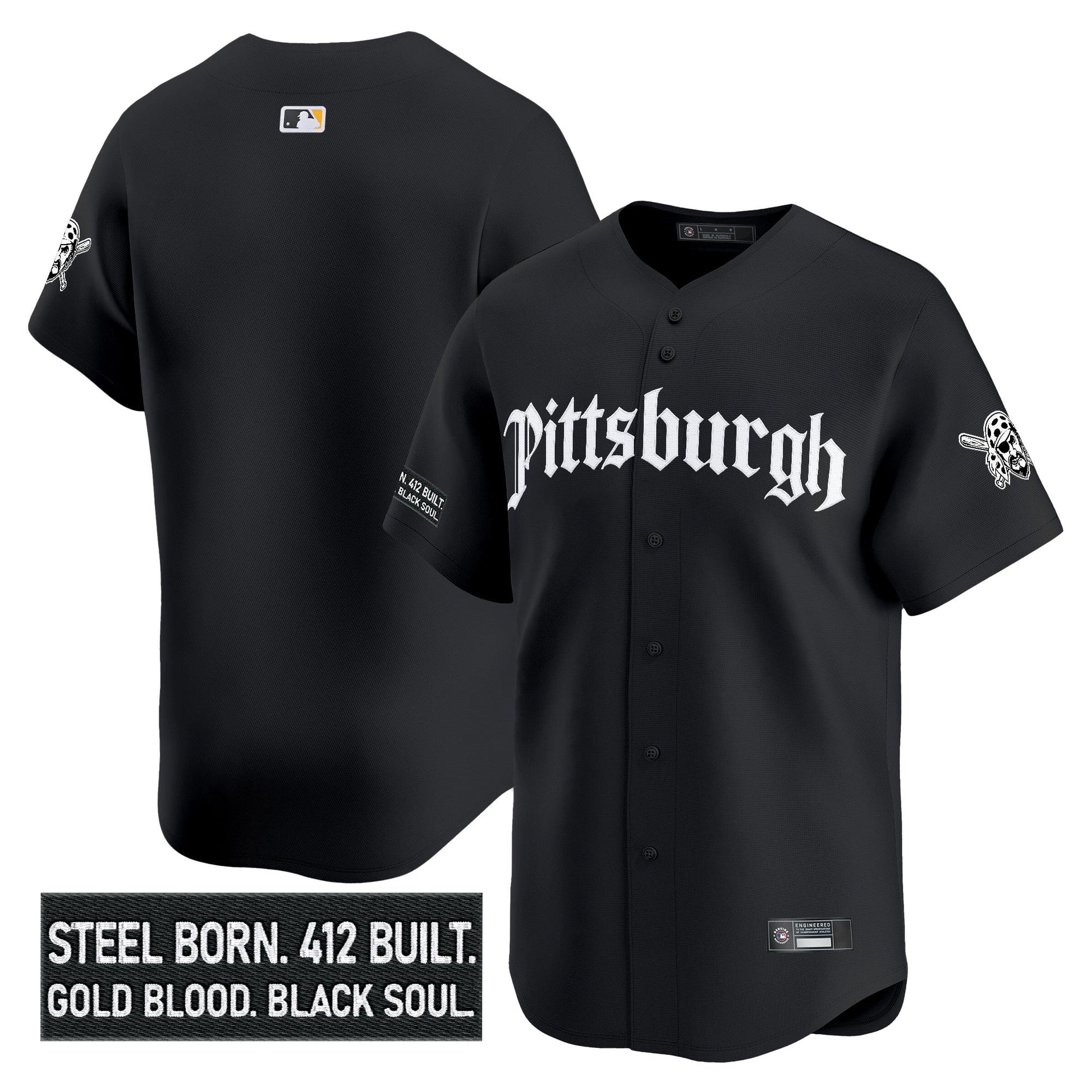 Men's Pittsburgh Pirates 'Gothic Steel City Edition' Vapor Premier Limited Jersey - All Stitched
