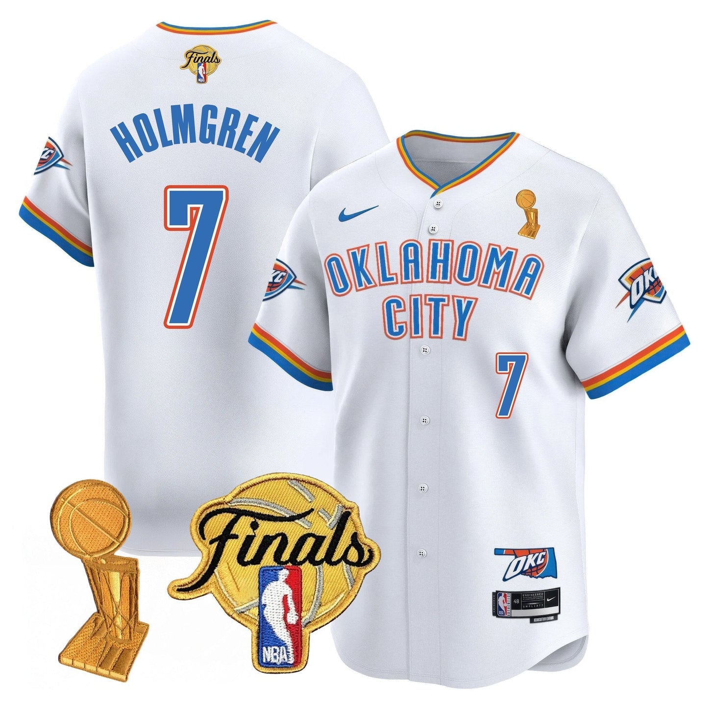 Men's Oklahoma City Thunder Baseball Jersey - Final Patch - All Stitched
