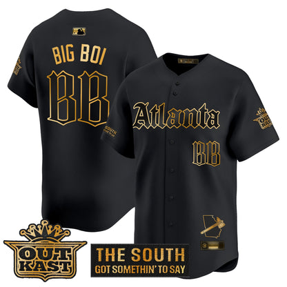 Men's Atlanta Braves 'Gothic South x Outkast Edition' Gold Vapor Premier Limited Jersey - All Stitched