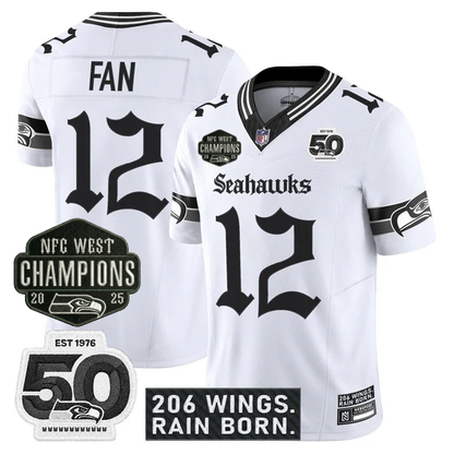 SEA 2026 NFC West Champions 'Gothic Rain City Shadows Edition' Jersey - 50th Anniversary Patch - All Stitched