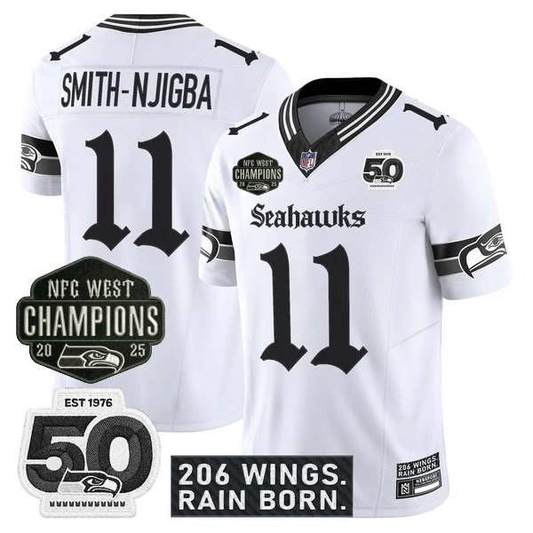 SEA 2026 NFC West Champions 'Gothic Rain City Shadows Edition' Jersey - 50th Anniversary Patch - All Stitched