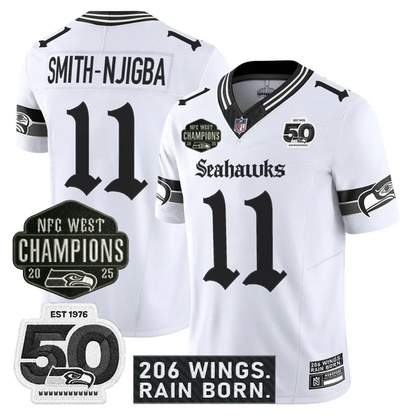 SEA 2026 NFC West Champions 'Gothic Rain City Shadows Edition' Jersey - 50th Anniversary Patch - All Stitched