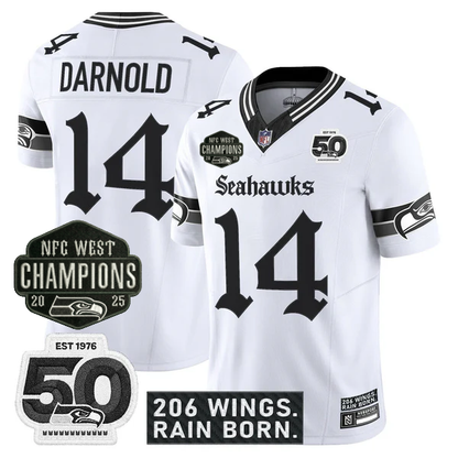 SEA 2026 NFC West Champions 'Gothic Rain City Shadows Edition' Jersey - 50th Anniversary Patch - All Stitched