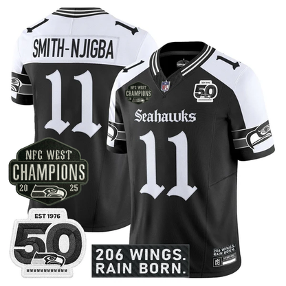 SEA 2026 NFC West Champions 'Gothic Rain City Shadows Edition' Jersey - 50th Anniversary Patch - All Stitched