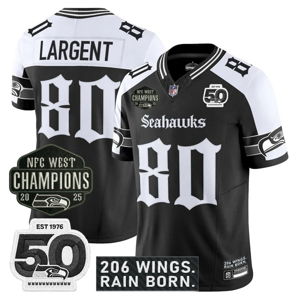 SEA 2026 NFC West Champions 'Gothic Rain City Shadows Edition' Jersey - 50th Anniversary Patch - All Stitched