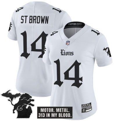 Women's Detroit Lions 'Gothic Motor Grit Edition' Vapor Limited Jersey - All Stitched