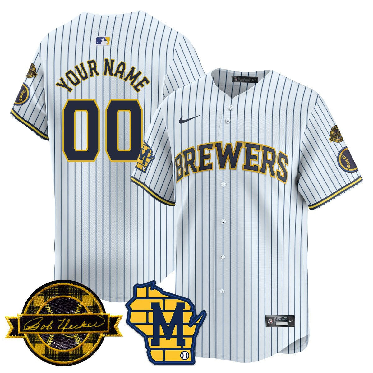 Men's Milwaukee Brewers Bob Uecker Patch Vapor Limited Custom Jersey - All Stitched