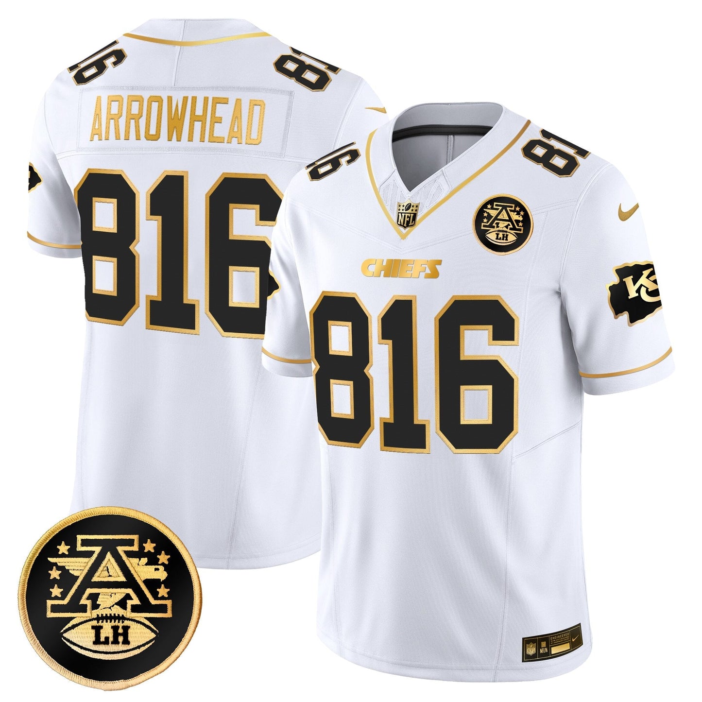 Men's Kansas City Chiefs 2025 Gold Vapor Limited Jersey - All Stitched