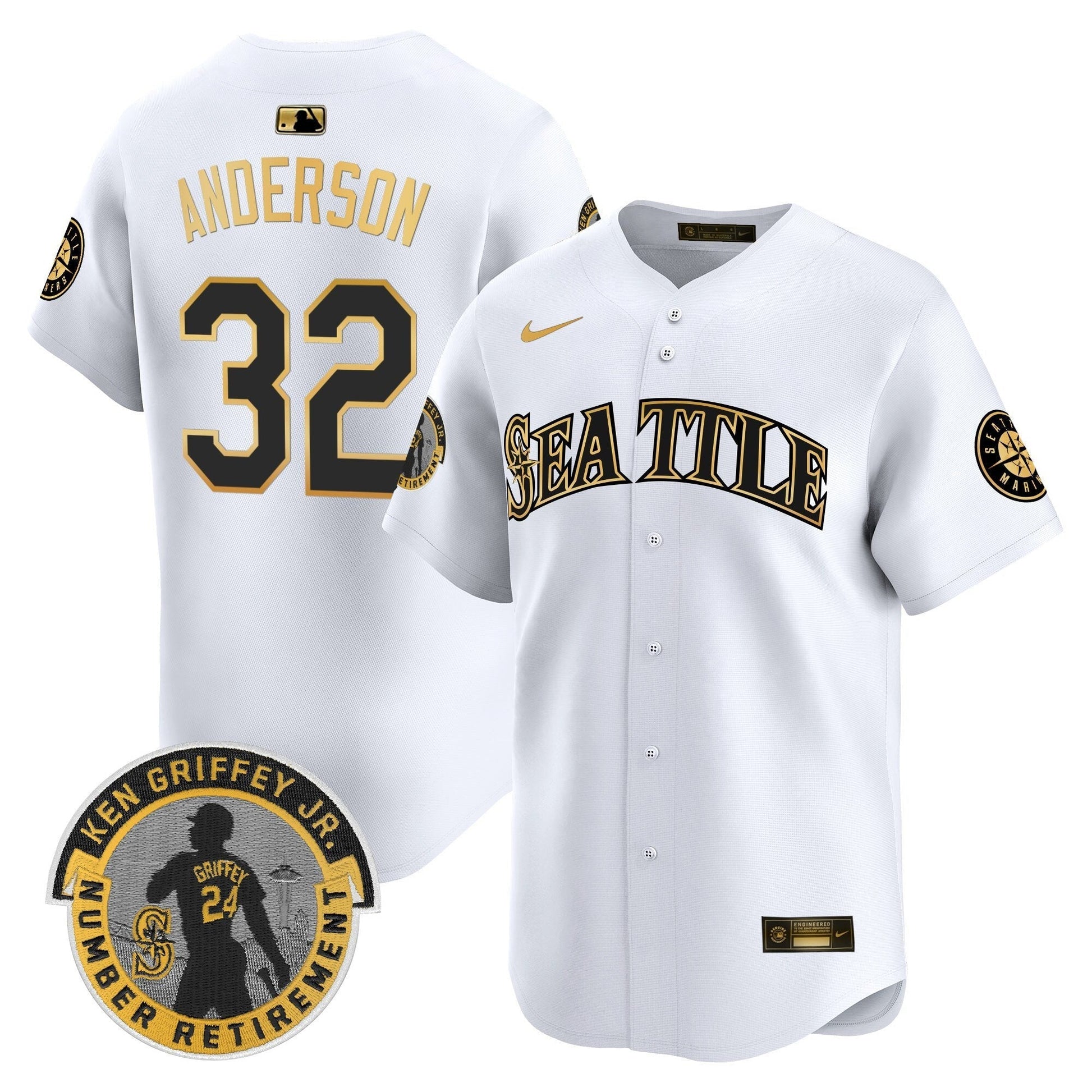 Men's Seattle Mariners 2025 Ken Griffey Jr. Patch Vapor Premier Limited Jersey - All Stitched