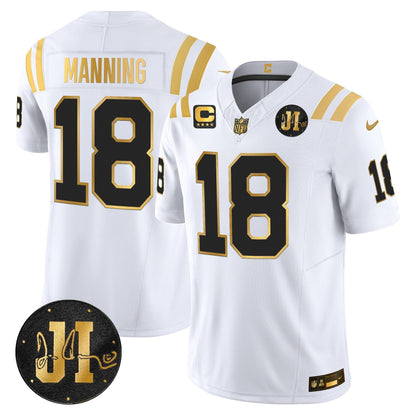 Men's Indianapolis Colts 2025 Jim Irsay Patch Gold Vapor Limited Jersey - All Stitched