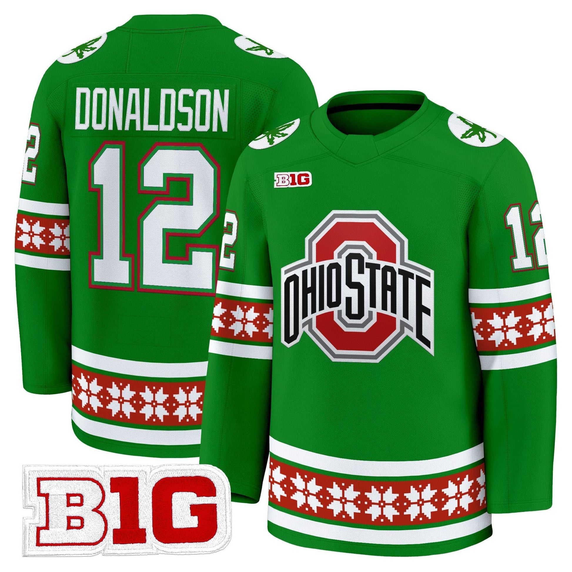 Men's Ohio State Buckeyes Football 2025 'Christmas Edition' Premium Jersey - Hockey Style - Stitched