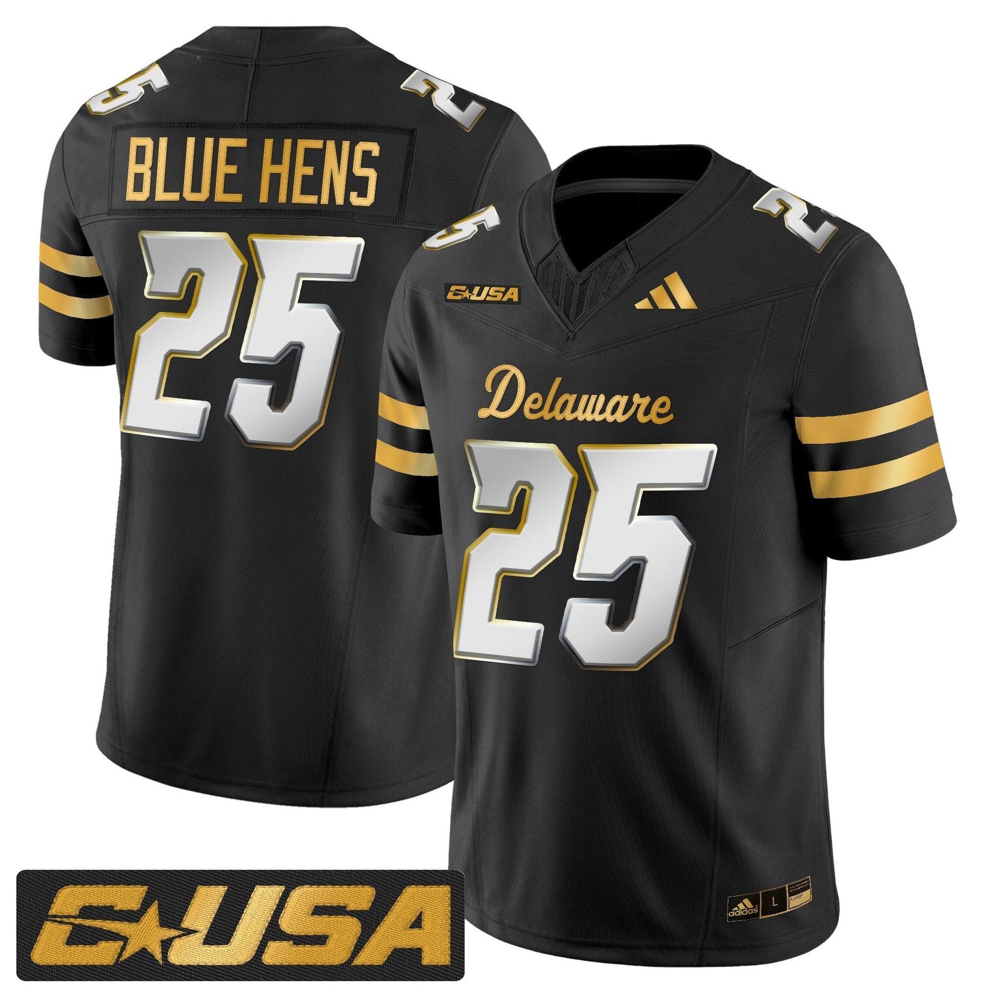 Men's Delaware Blue Hens 2025 Gold Vapor Limited Jersey - All Stitched