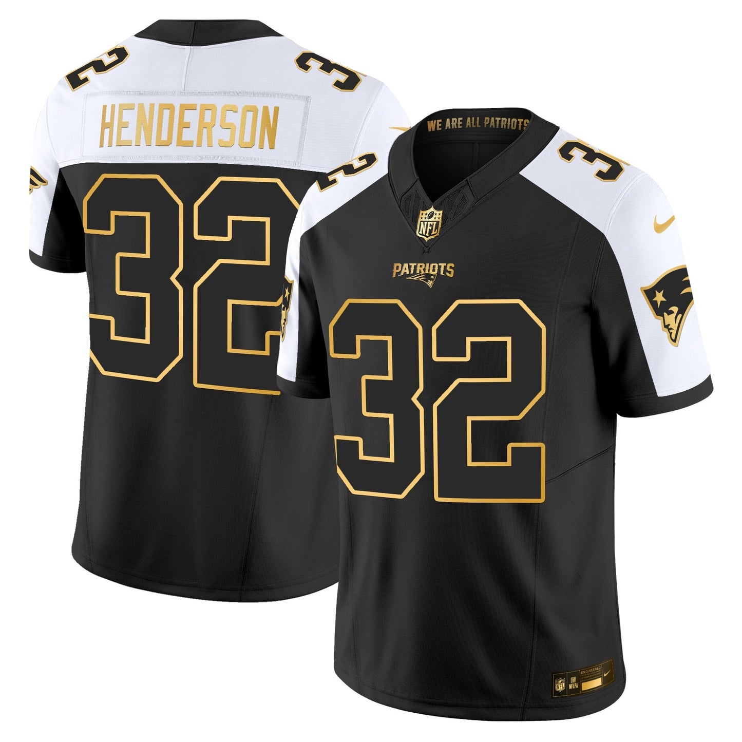 Men's New England Patriots 2025 Gold Vapor Limited Jersey - All Stitched