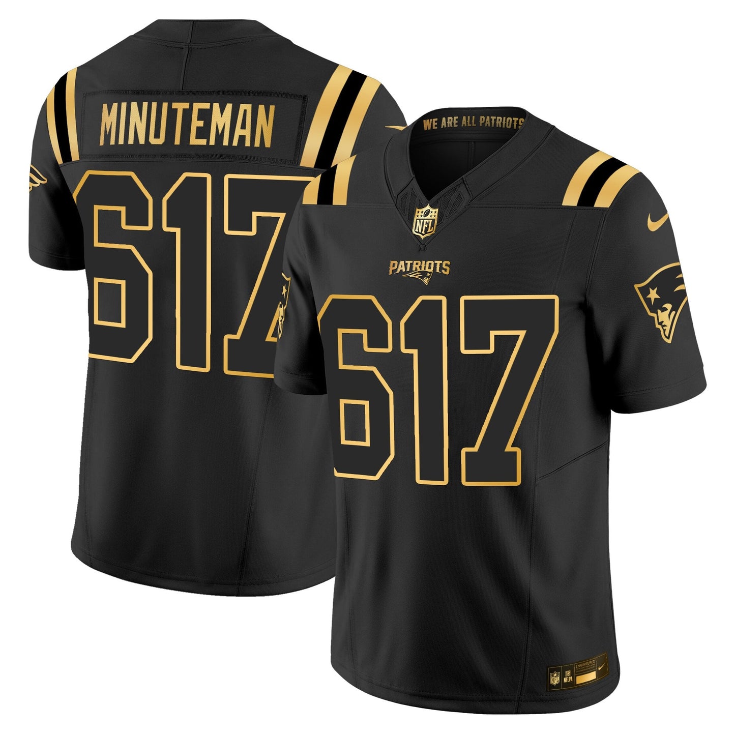 Men's New England Patriots 2025 Gold Vapor Limited Jersey - All Stitched