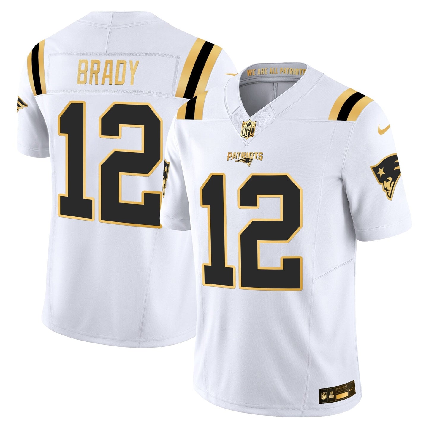 Men's New England Patriots 2025 Gold Vapor Limited Jersey - All Stitched