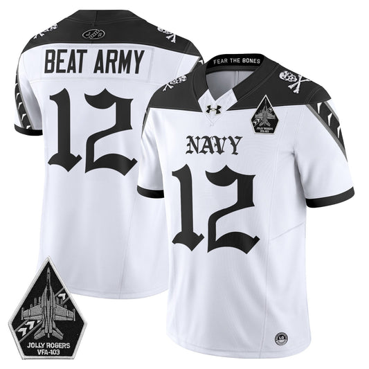 Men's Navy Midshipmen 'Jolly Rogers: Gothic Squadron Edition' Vapor Limited Jersey - All Stitched