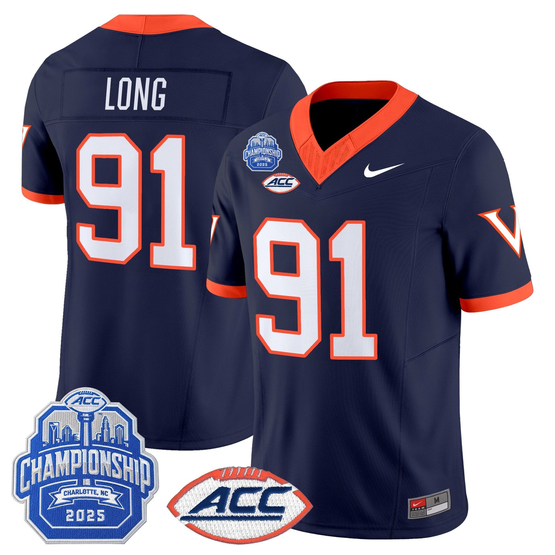 Men's Virginia Cavaliers 1995 Throwbacks Vapor Limited Jersey - 2025 ACC Championship Patch - All Stitched