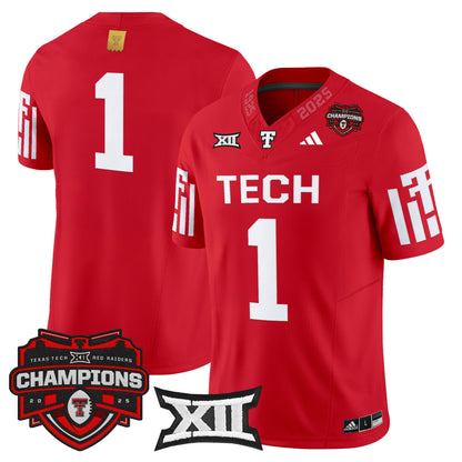 Men's Texas Tech Red Raiders 2025 Big 12 Champions Vapor Limited Jersey - All Stitched