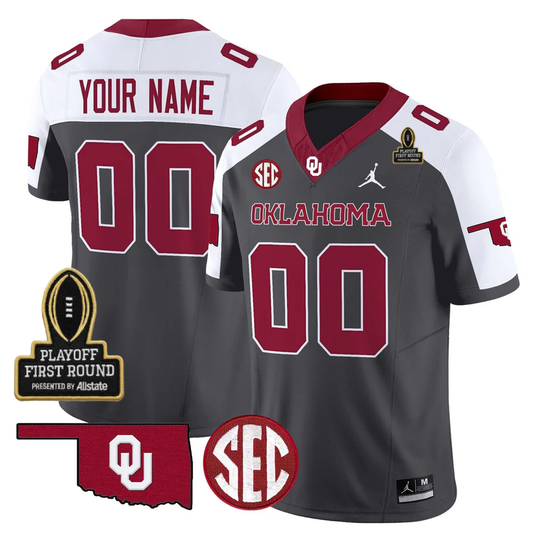 Custom OU 2025 Playoff First Round Patch Jersey - All Stitched