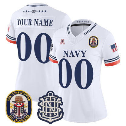 Navy Midshipmen 250th Anniversary Vapor Limited Custom Jersey - USS Constitution Patch - Stitched