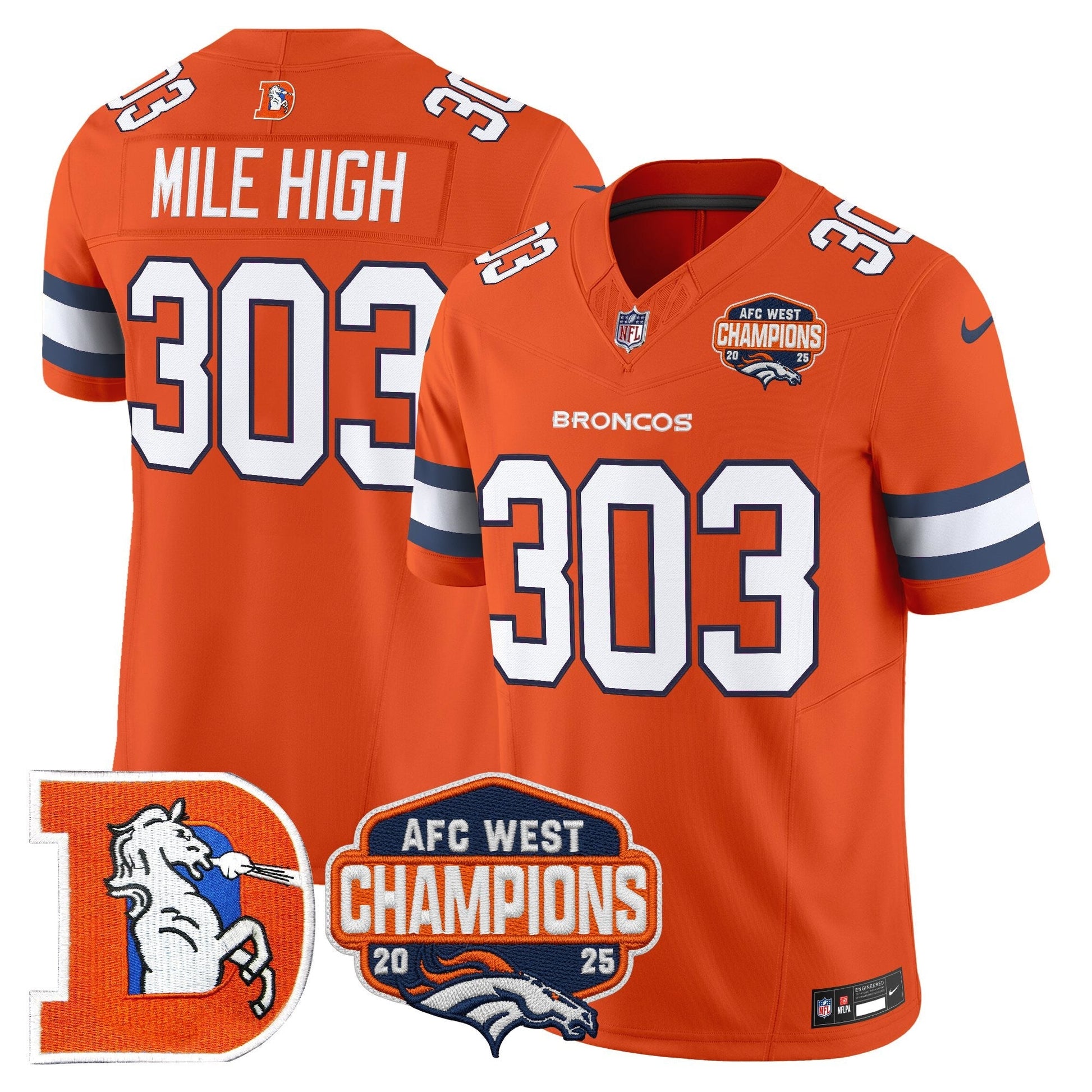Men's Denver Broncos Throwback Vapor Limited Jersey - 2025 AFC West Division Champions Patch - All Stitched
