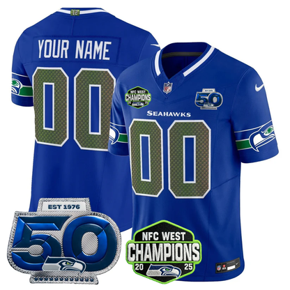 Custom SEA 2026 NFC West Champions Limited Jersey - 50th Season Patch - All Stitched