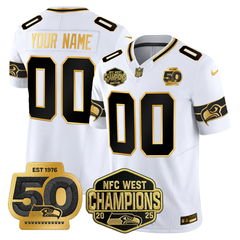 Custom SEA 2026 NFC West Champions Limited Jersey - 50th Season Patch - All Stitched