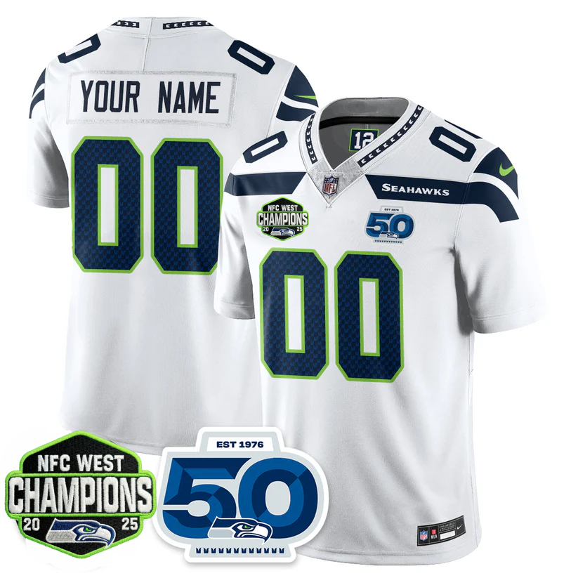 Custom SEA 2026 NFC West Champions Limited Jersey - 50th Season Patch - All Stitched