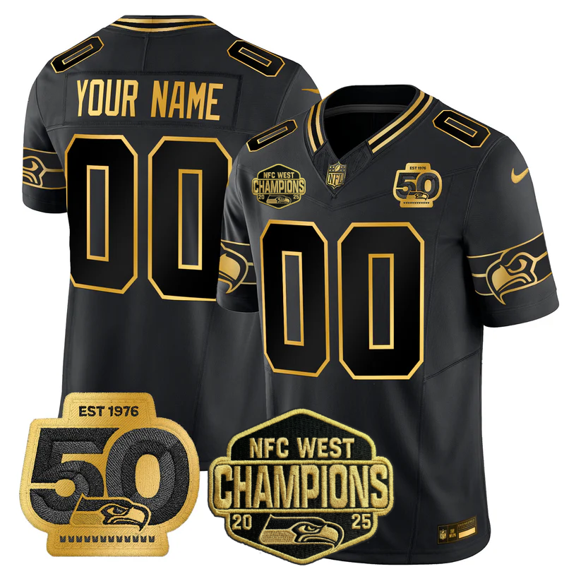 Custom SEA 2026 NFC West Champions Limited Jersey - 50th Season Patch - All Stitched