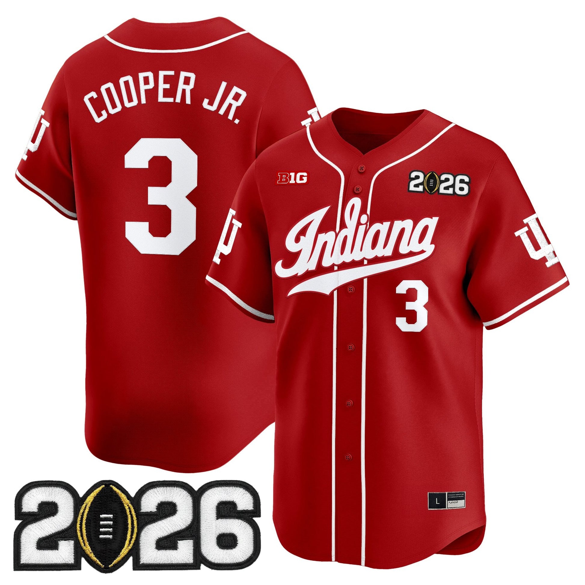 Men's Indiana Hoosiers 2026 CFP Final Patch Vapor Baseball Jersey - All Stitched