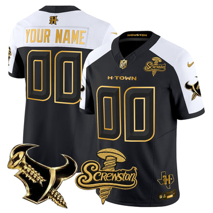 Houston Texans DJ Screw Gold Vapor Limited Custom Jersey - Stitched